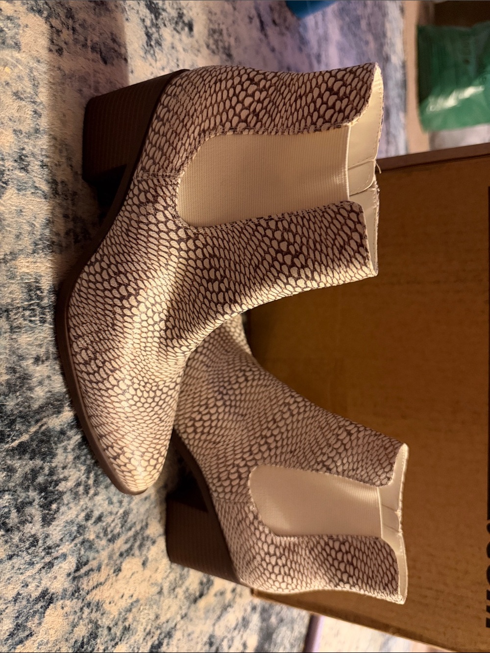 Women's Cream Snake-Print Chelsea Ankle Boots